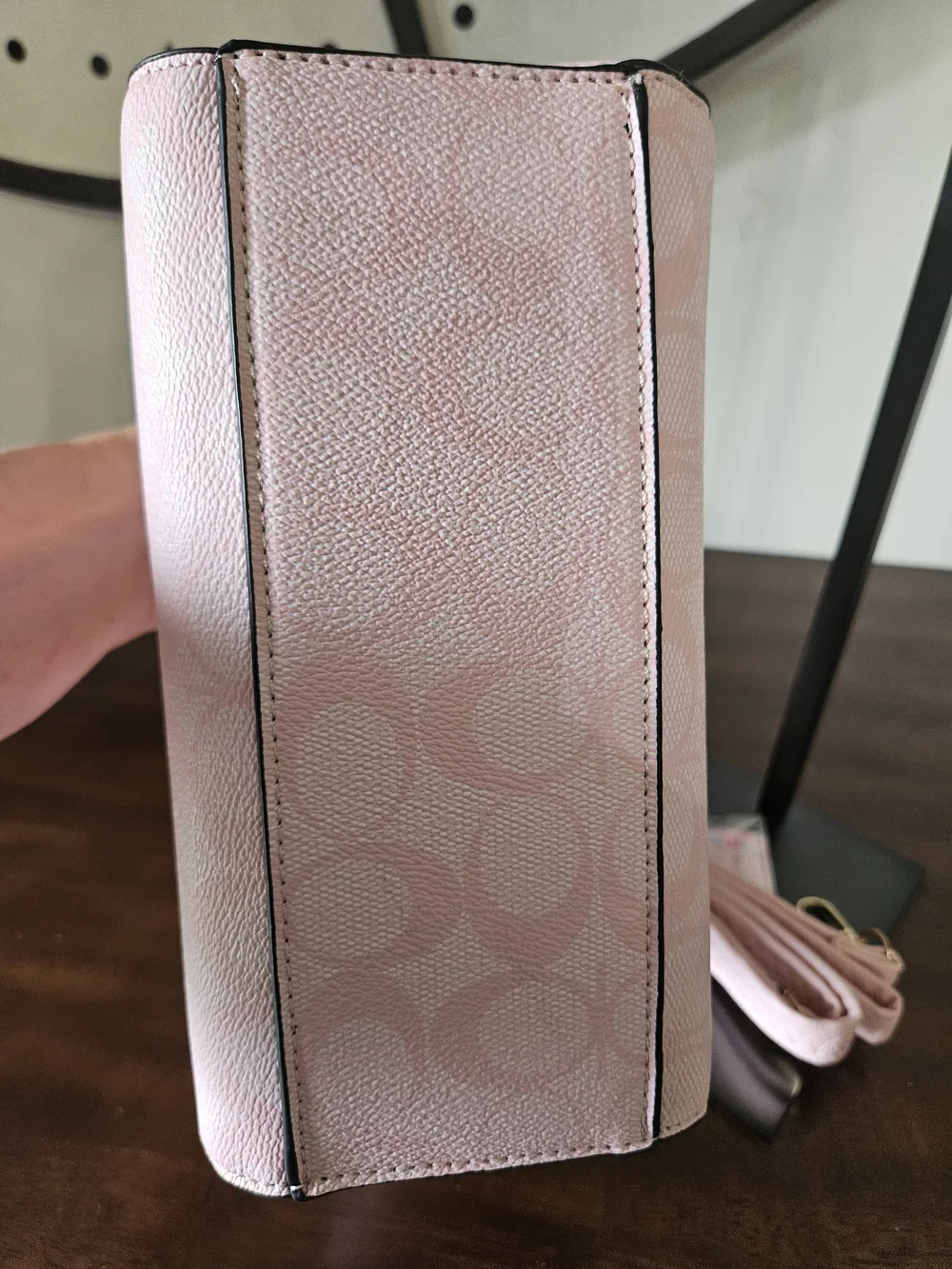 Pink Top-Handle Satchel Handbag with Gold Accents
